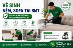 Vệ sinh nệm, sofa tại BMT - Sạch khuẩn, hết mùi, khô nhanh trong 3h